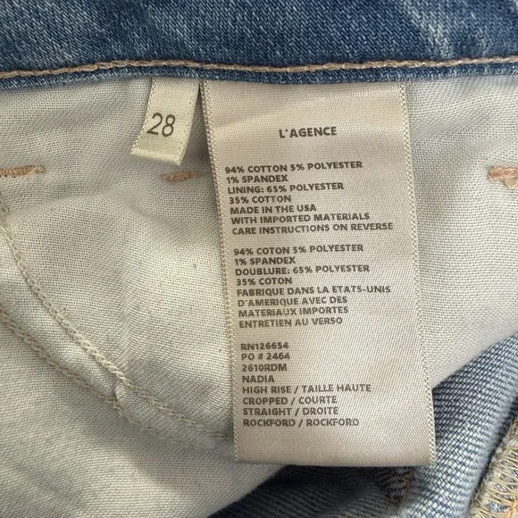 L'AGENCE Nadia Straight Leg Cropped High Rise Jeans Size 28 Rockford Light Wash - Picture 7 of 8